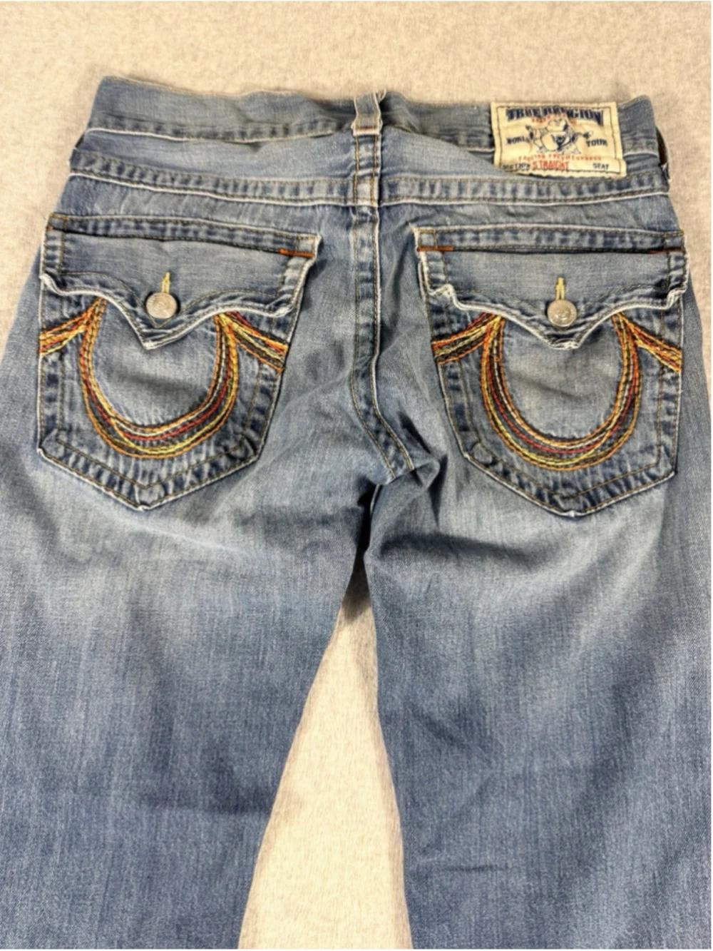 True Religion World Tour Section Straight Jeans Men’s 30 Blue Rainbow Stitch USA